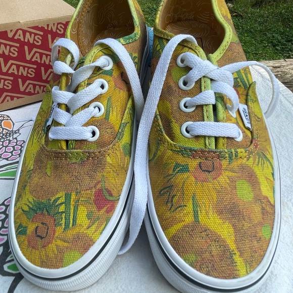 Vincent Van Gogh Sunflower Vans Pre-Owned W-6.5 M-5 - Picture 1 of 8